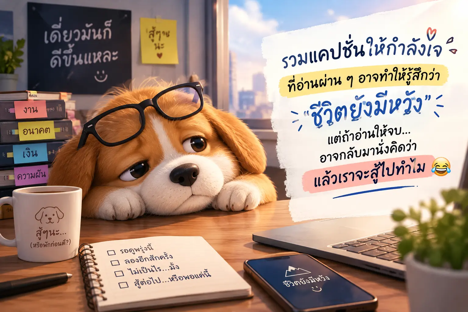 แคปชั่นให้กำลังใจแต่อ่านแล้วท้อ