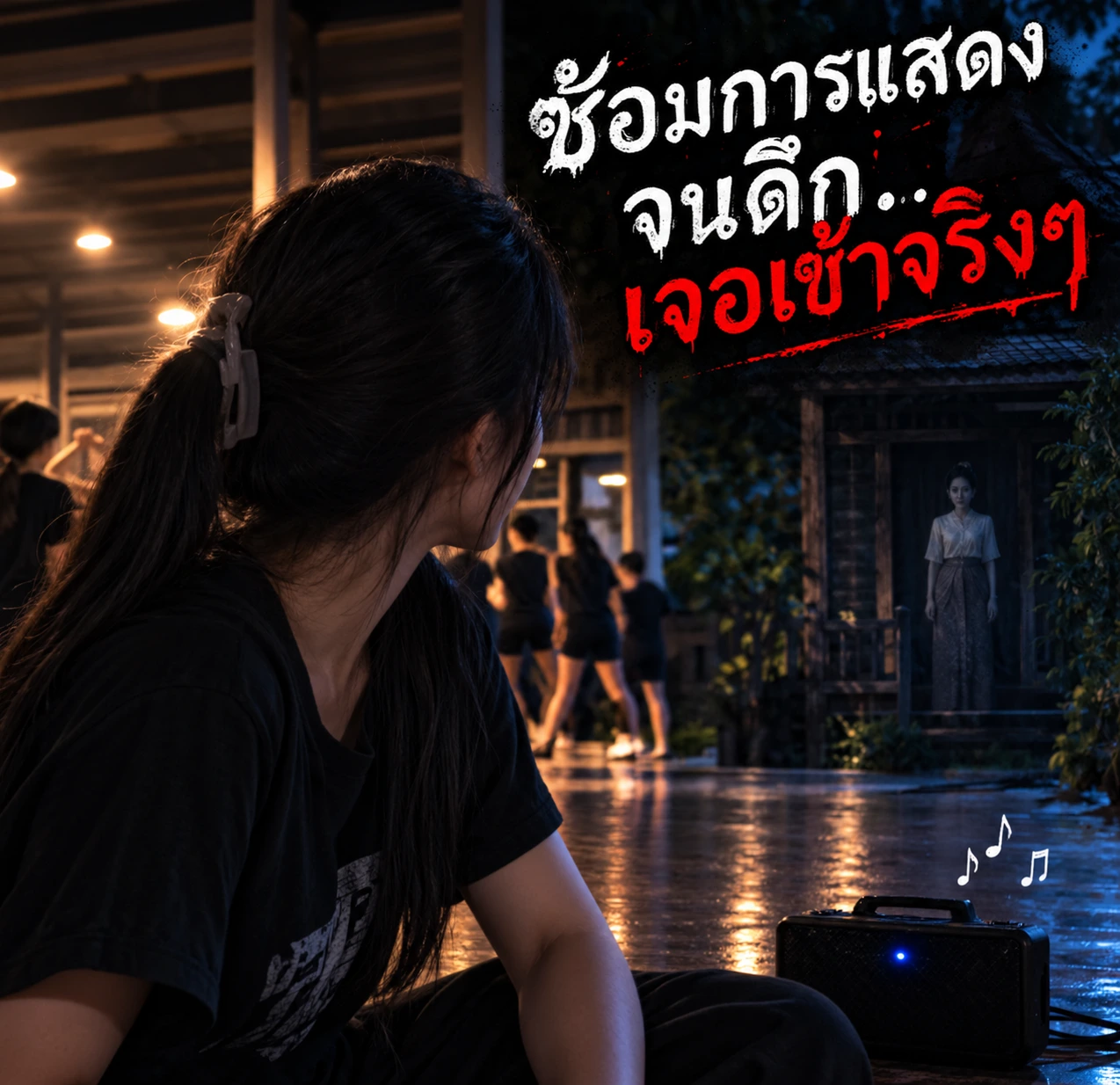 เรือนไม้เก่า กับผู้หญิงชุดโบราณ